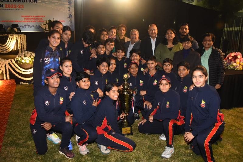 Rohan Jaitley speaking at the DDCA Annual Awards Function, discussing initiatives for women’s cricket leagues and high-performance centres.