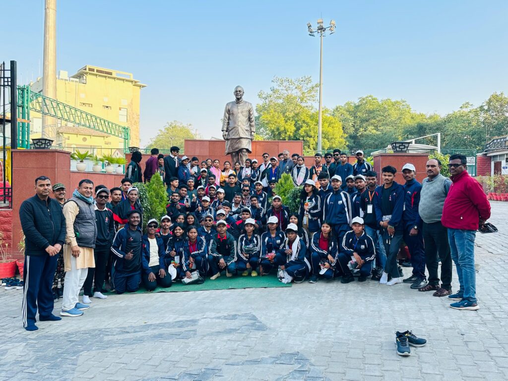 Tribal youths from Naxal-affected regions visiting Arun Jaitley Stadium, January 2025